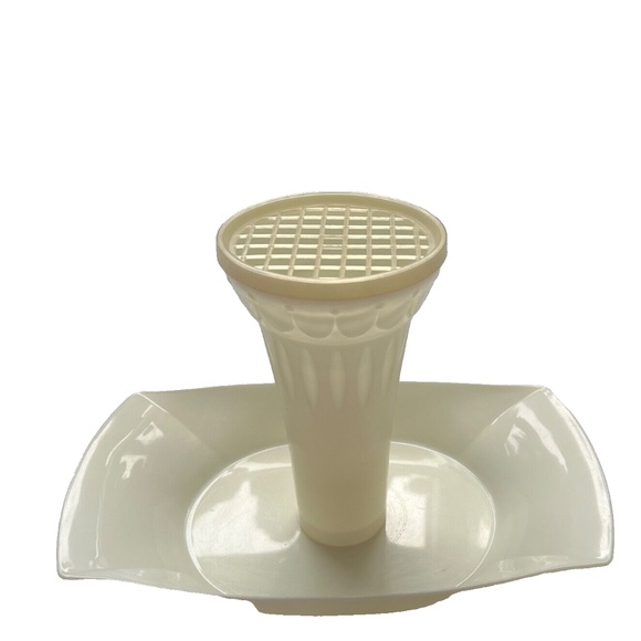 Vintage Tuppercraft Vase Tupperware Florette Flower Arranging Frog 3 Piece 532-2 - Picture 2 of 9